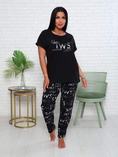 Костюм с брюками чинос, принт, черный (911-1) Костюм с брюками чинос, принт, черный (911-1)