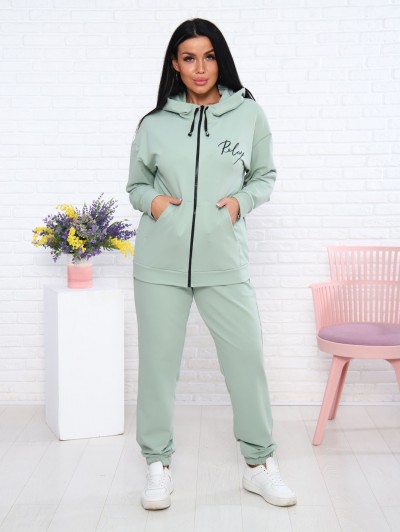 Костюм с брюками, футер с лайкрой 2-х нитка, светлая олива (907-8) Костюм с брюками, футер с лайкрой 2-х нитка, светлая олива (907-8)