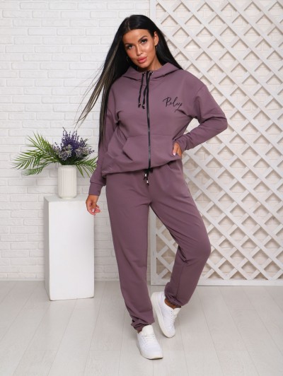 Костюм с брюками, футер с лайкрой 2-х нитка, кофе (907-10) Костюм с брюками, футер с лайкрой 2-х нитка, кофе (907-10)